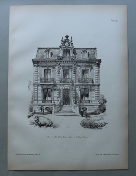 Holzstich Architektur St Mandé 1887 Villa